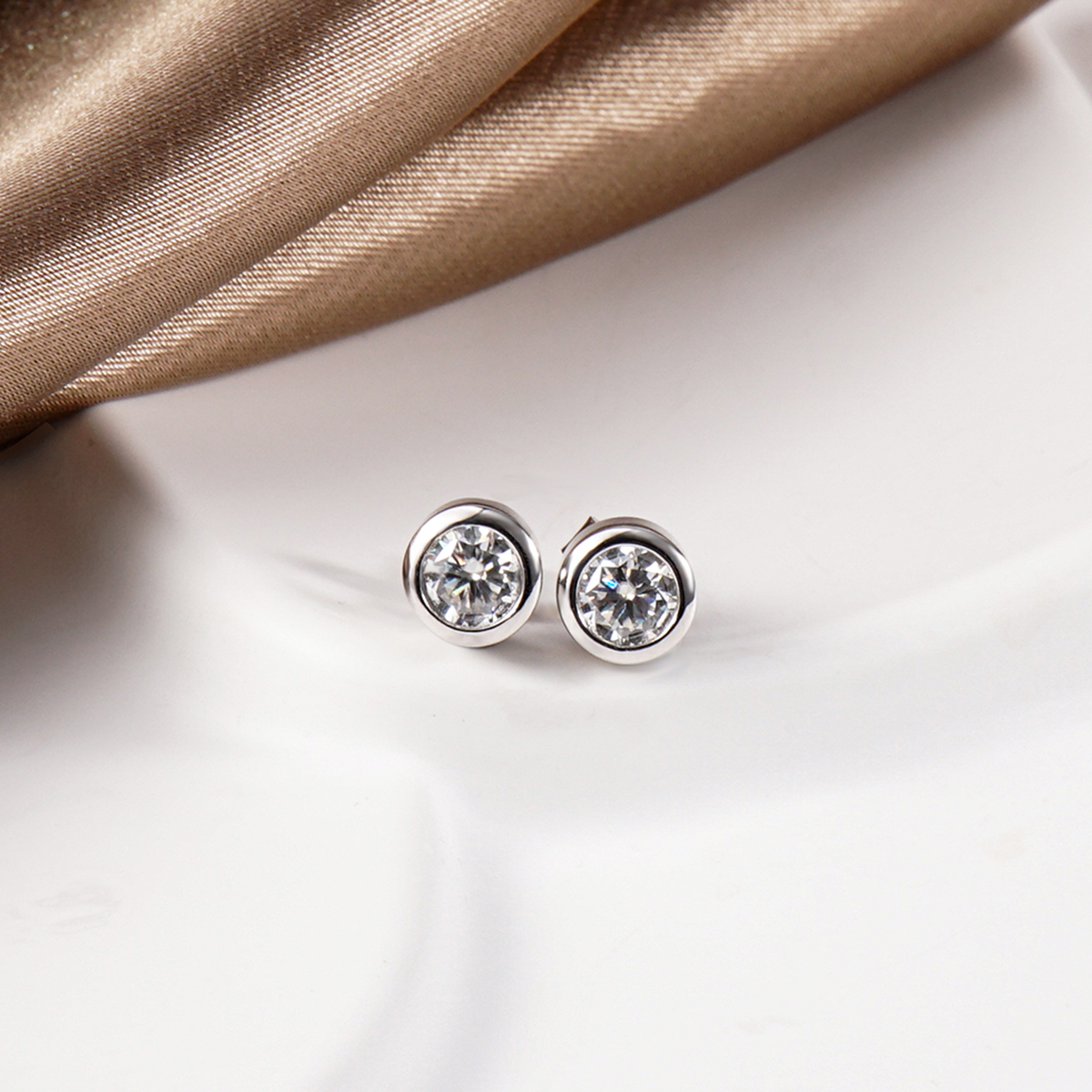 Bling Bezel Bubble Stud Earrings Synthetic Moissanite Earrings S925 Studs