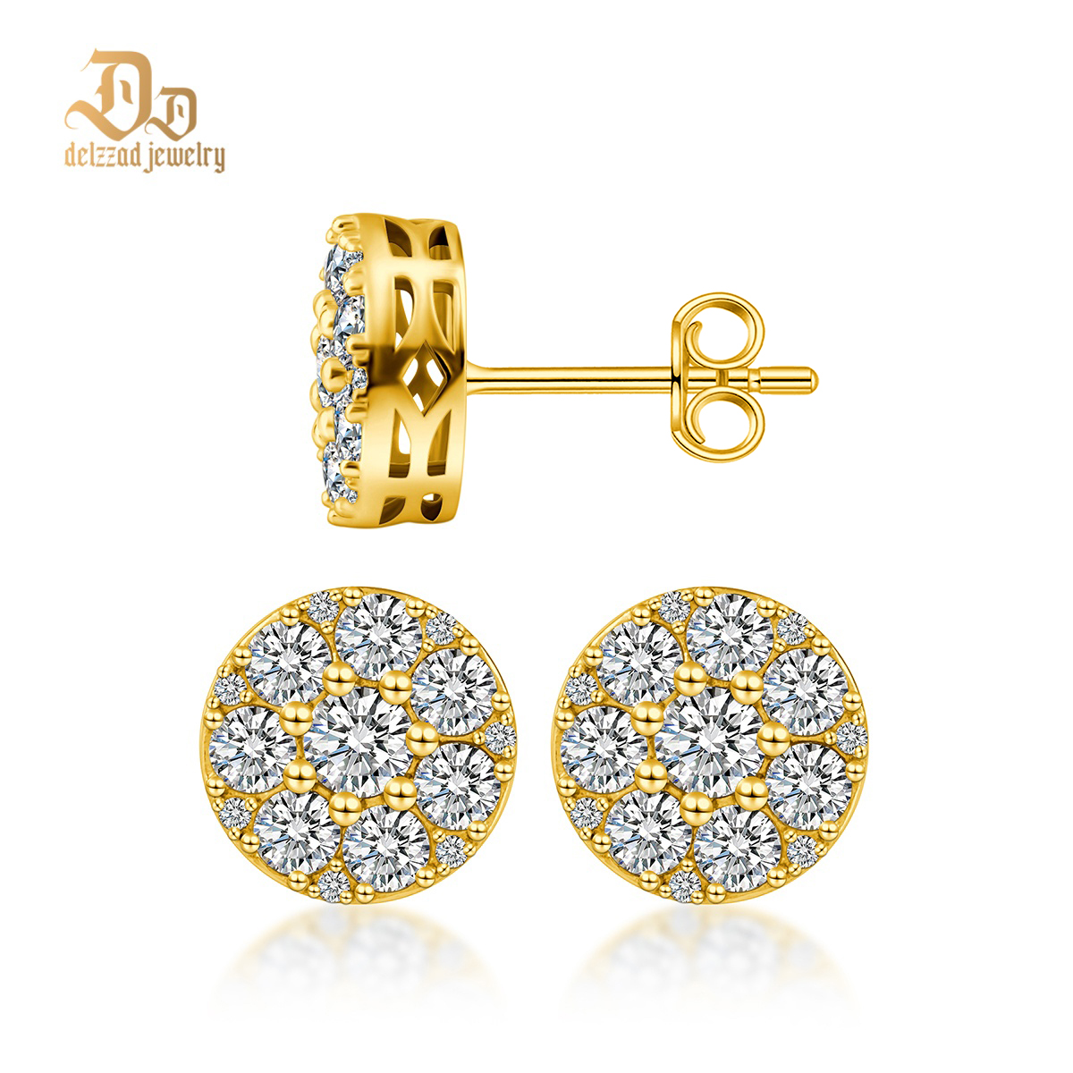10MM 925S & VVS Moissanite Cluster Halo Stud Earrings