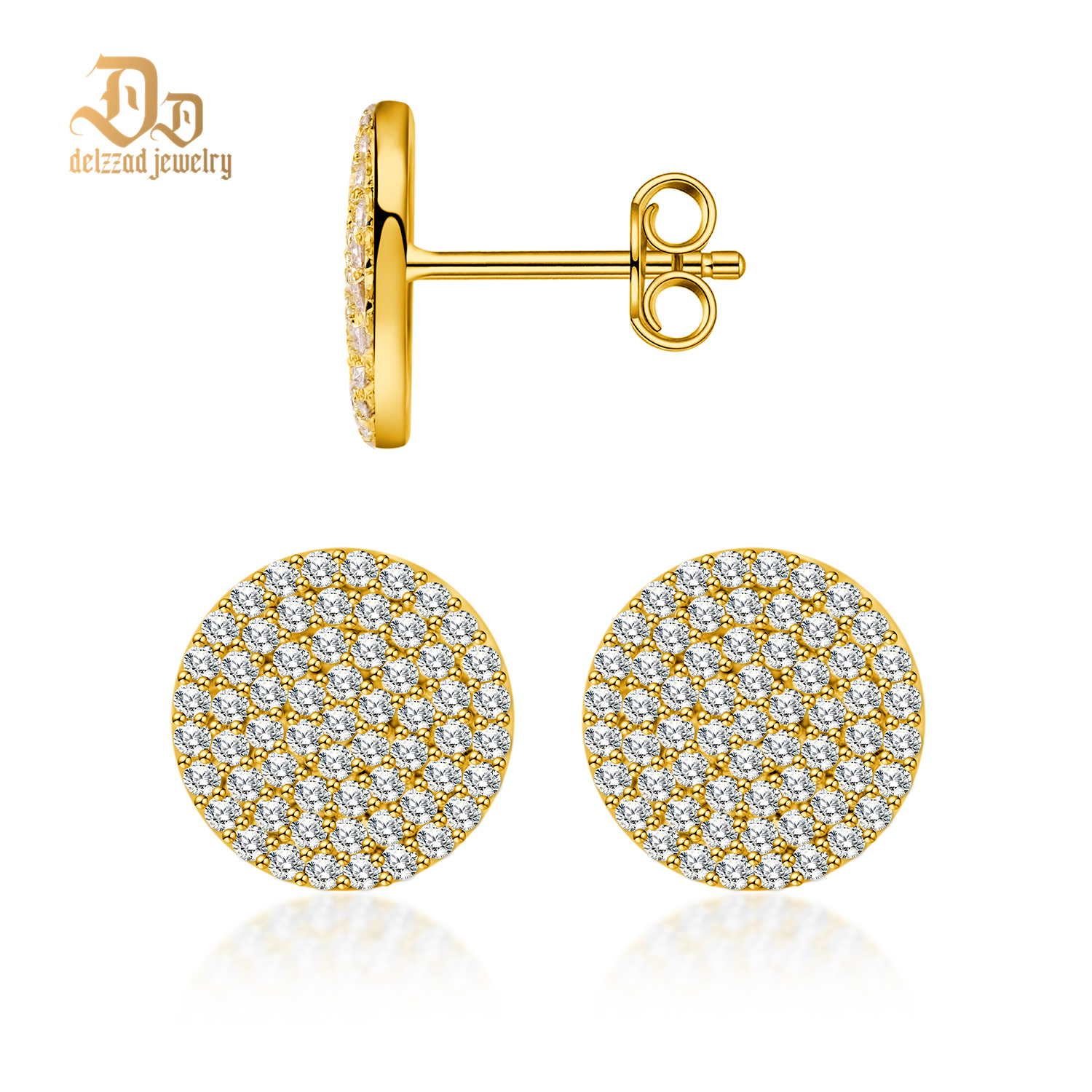 ICYCOIN Round Cluster Stud Earrings 925S & VVS Moissanite