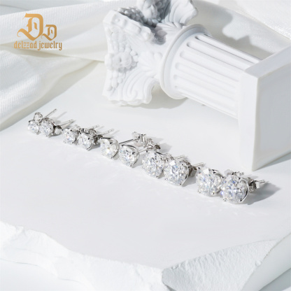 Solitaire Four Prong Earrings Screw Back Stud D-Color Moissanite & S925