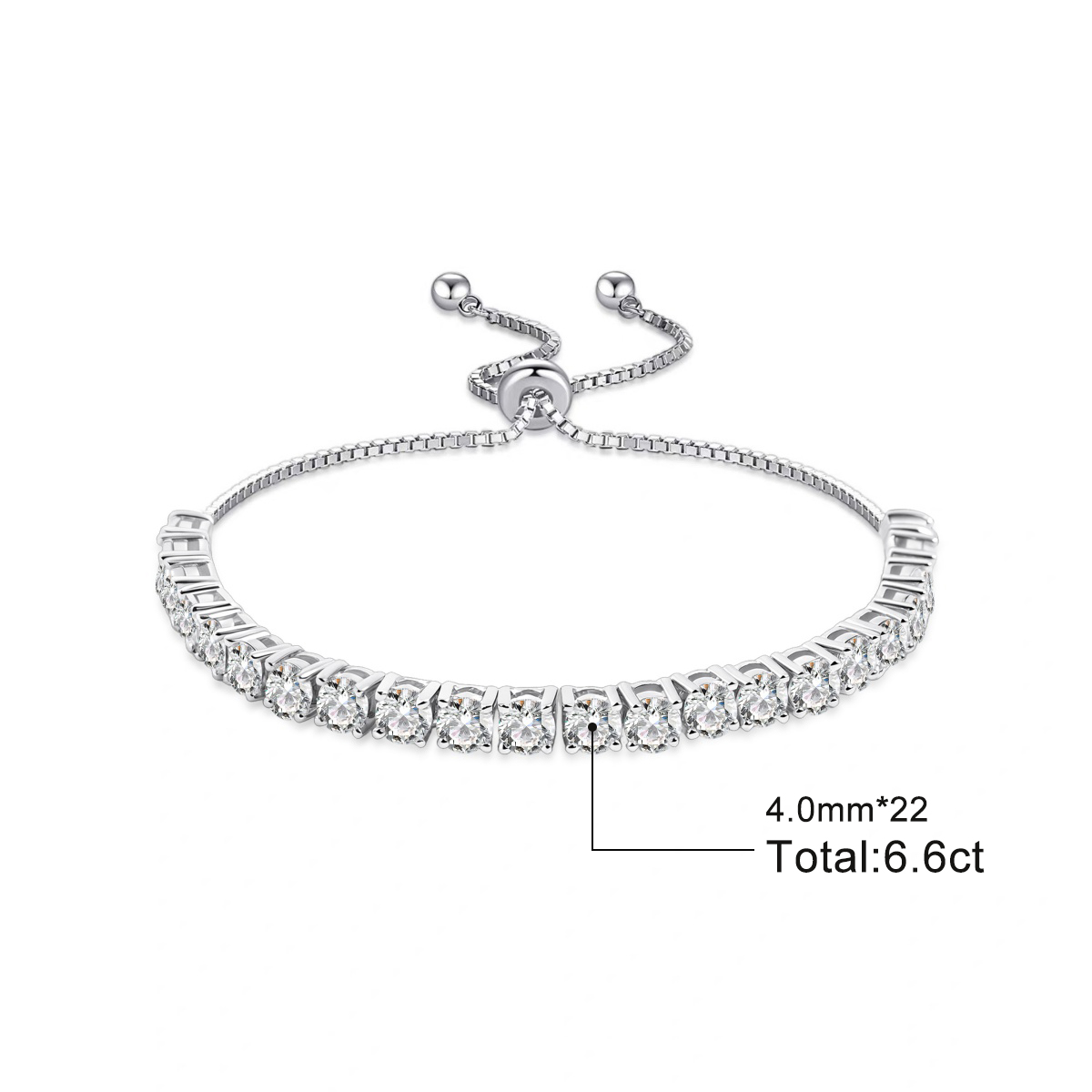 6.6ct Starlight Adjustable Bracelet Synthetic Moissanite Bracelet Copper Chain
