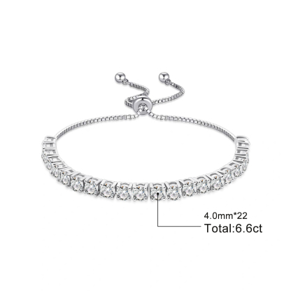 6.6ct Starlight Adjustable Bracelet Synthetic Moissanite Bracelet Copper Chain
