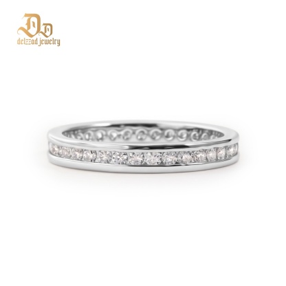 Eternal Path Ring Channel Set Eternity Wedding Band Ring VVS Synthetic Moissanite Ring Jewelry Copper Band