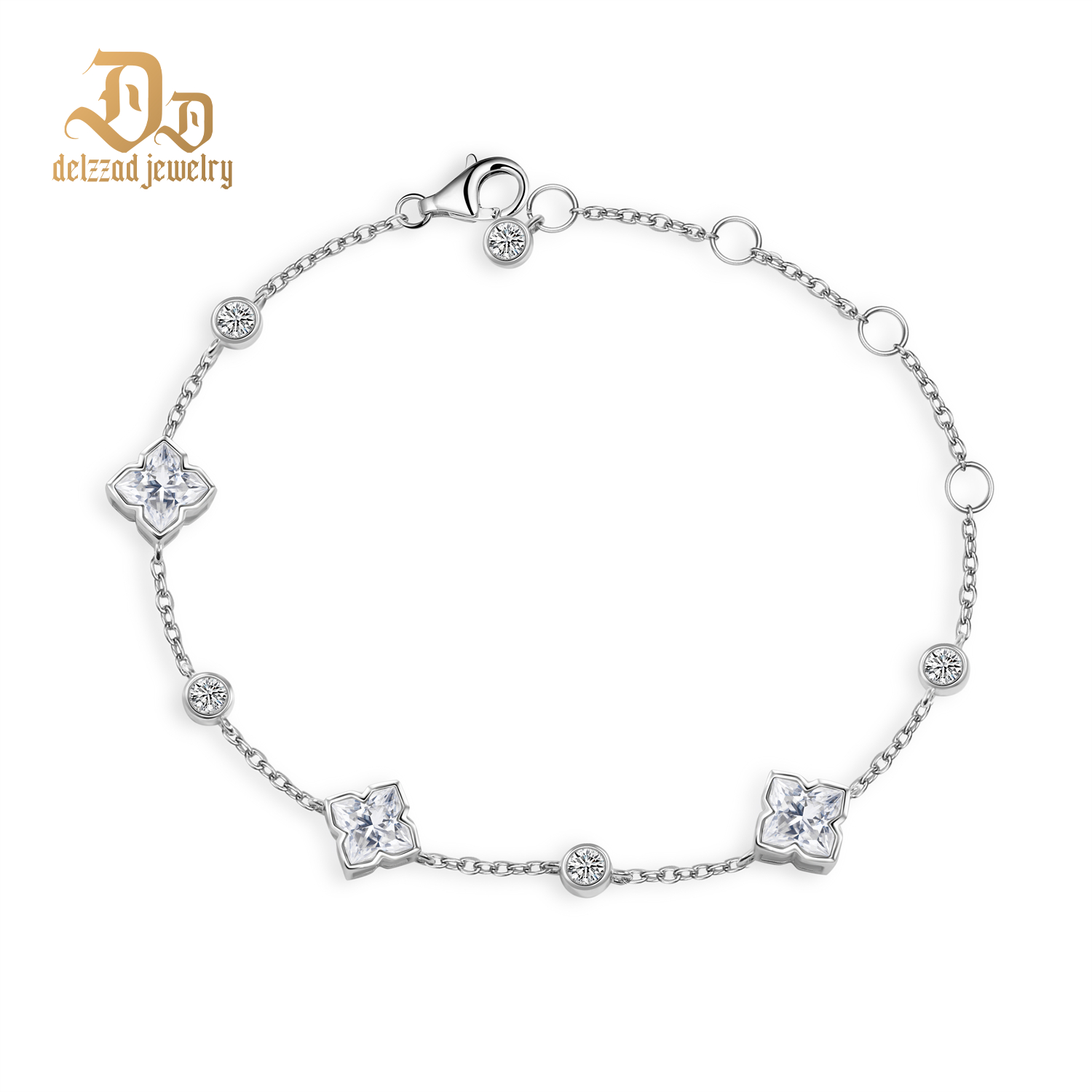 3.5ct Elegant Lily Bulb Leaf Clover Bloom Adjustable Bracelet Lab-Created Moissanite Bracelet S925 Sterling Silver Moissanite Jewelry Engagement Wedding Anniversary Perfect Gifts