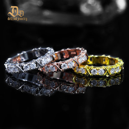 S925 VVS Synthetic Moissanite Cross Eternity Ring Gift For Wedding Anniversary