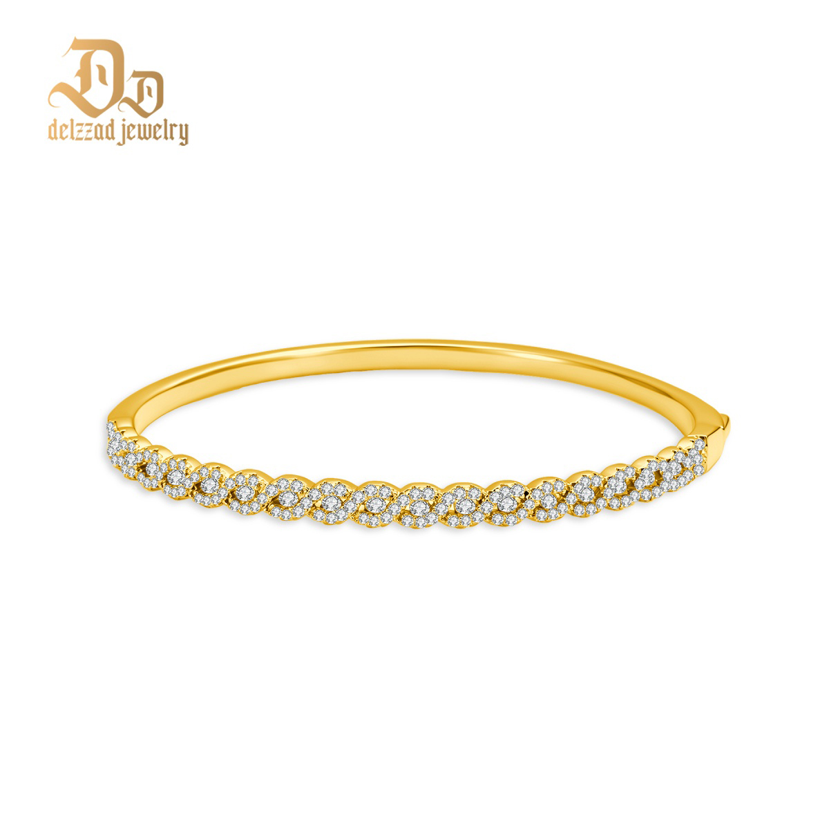 Trinity Ripple Bangle Bracelet Stackable Wedding Bangle Synthetic Moissanite Bracelet Copper