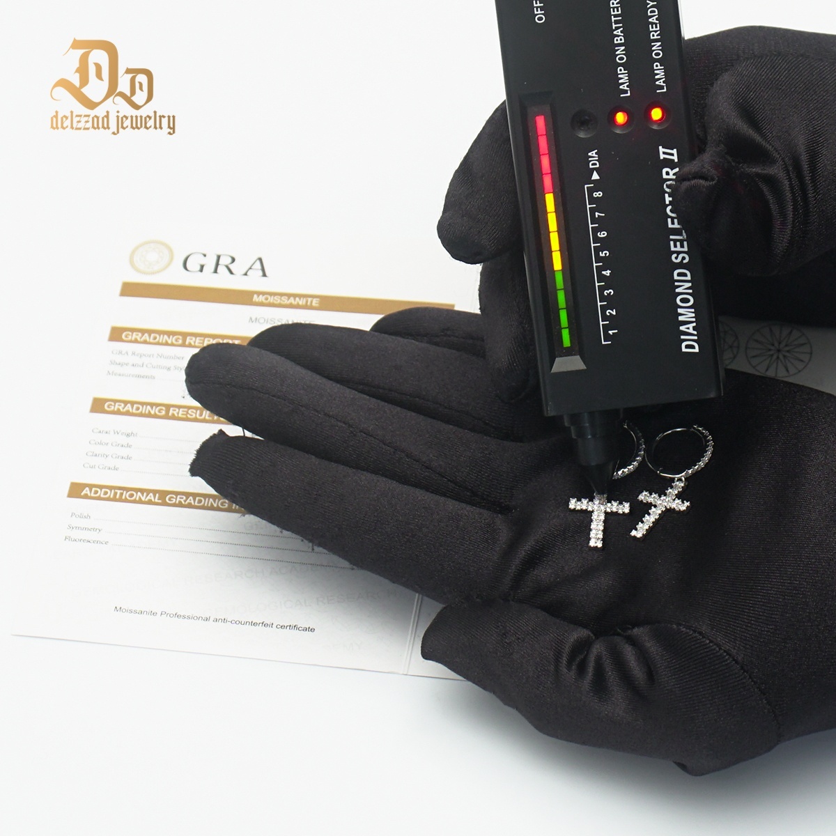 Delzzad S925 Synthetic Moissanite Bling Cross Clip Hoop Earrings Anniversary Valentine's Day Gift