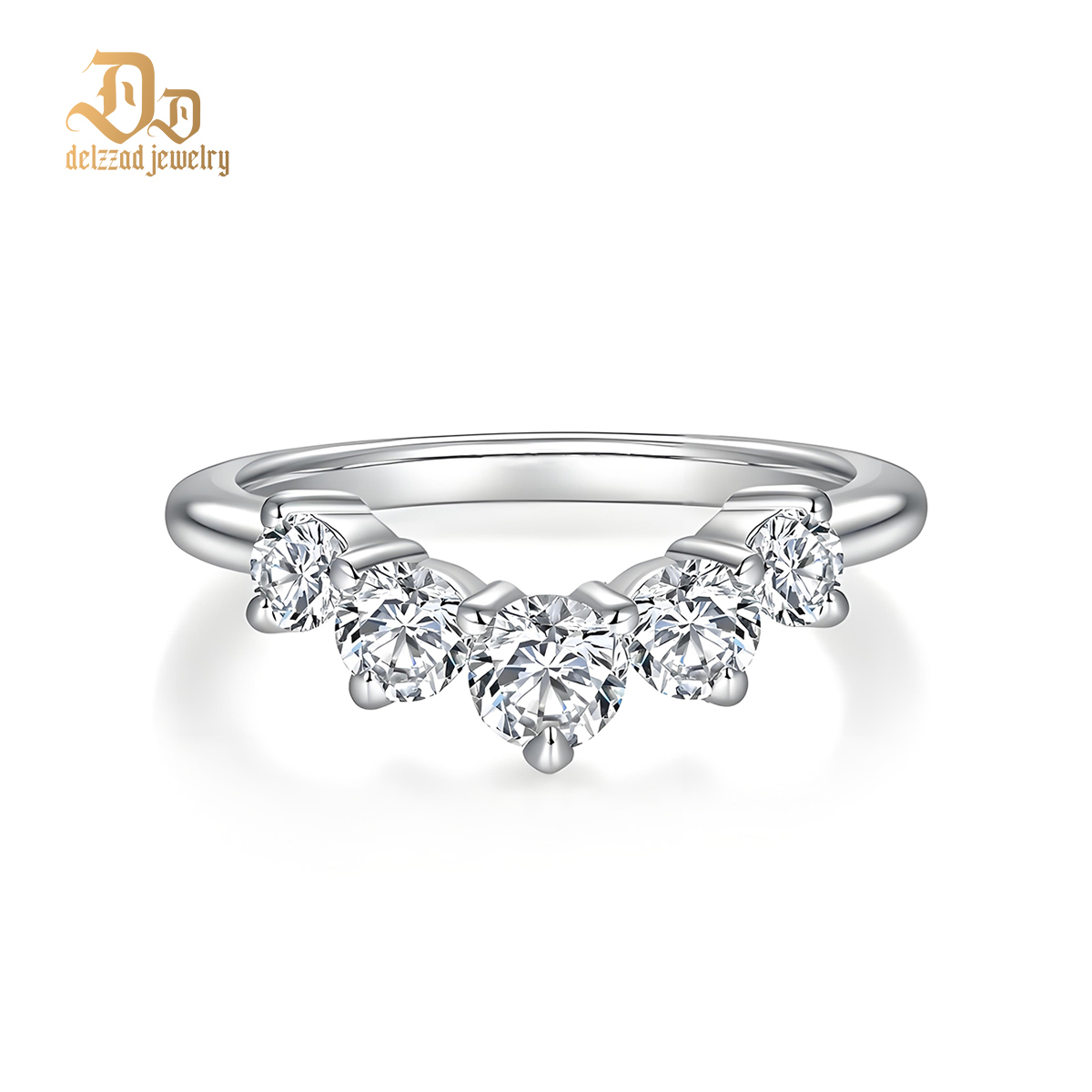 1ct S925 Round Synthetic Moissanite Curved Wedding Band