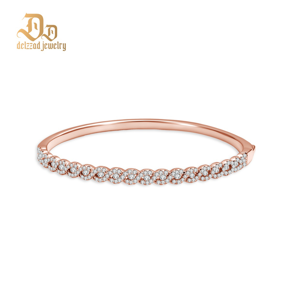 Trinity Ripple Bangle Bracelet Stackable Wedding Bangle Synthetic Moissanite Bracelet Copper