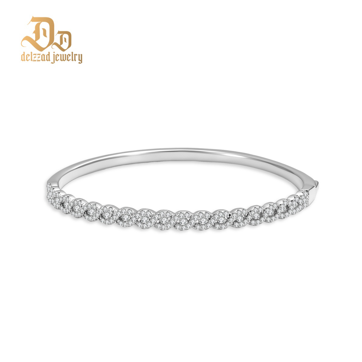 Trinity Ripple Bangle Bracelet Stackable Wedding Bangle Synthetic Moissanite Bracelet Copper