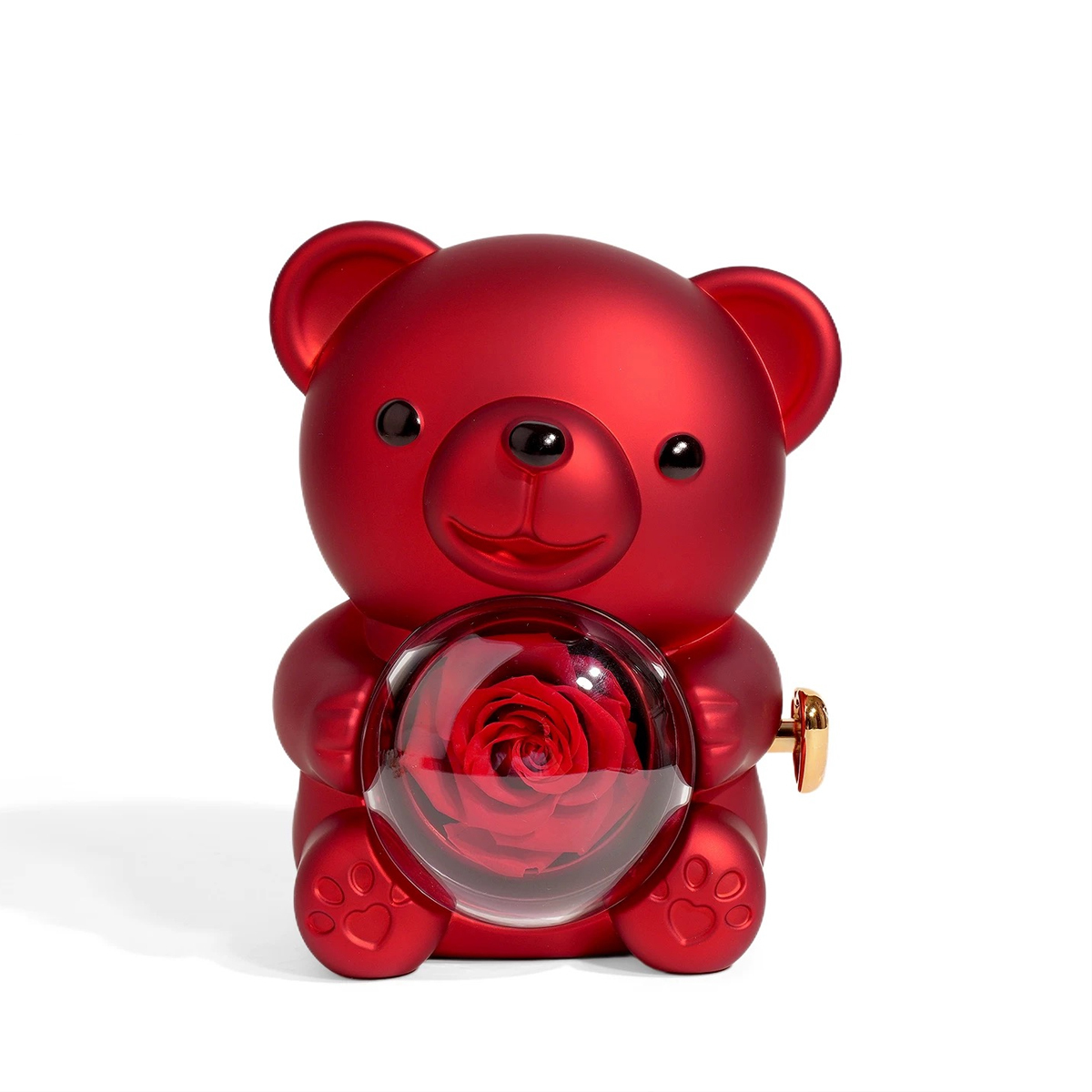 Delzzad Romantic Eternal Rose Cute Hug Bear Jewelry Box - Perfect Valentine's Day Christmas Gift for Her