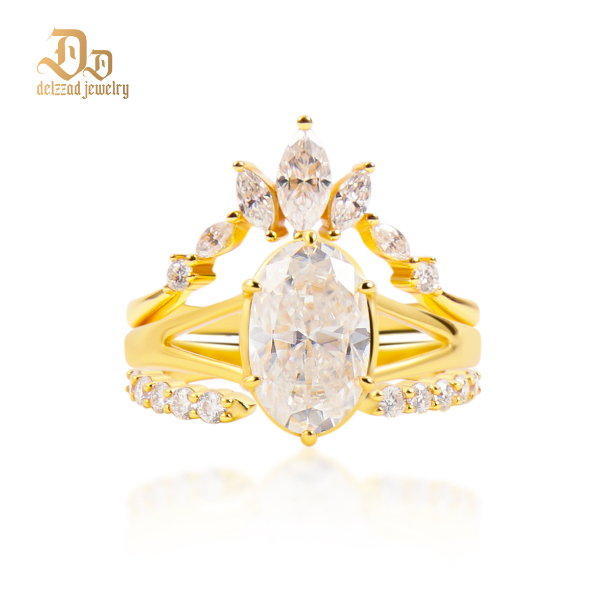 Luxury Ethereal Elegance Set Bridal Engagement Ring Set Synthetic Moissanite S925 Ring