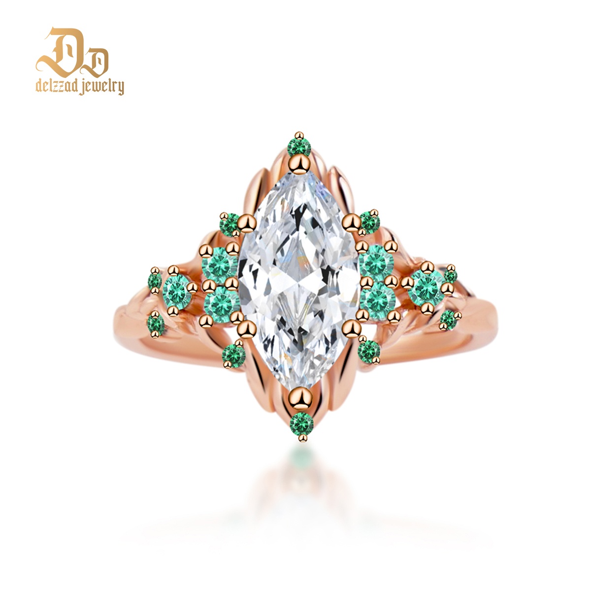 2.2ct Royal Marquise Promise Ring Synthetic Moissanite Ring Jewelry S925 Dainty Floral Ring