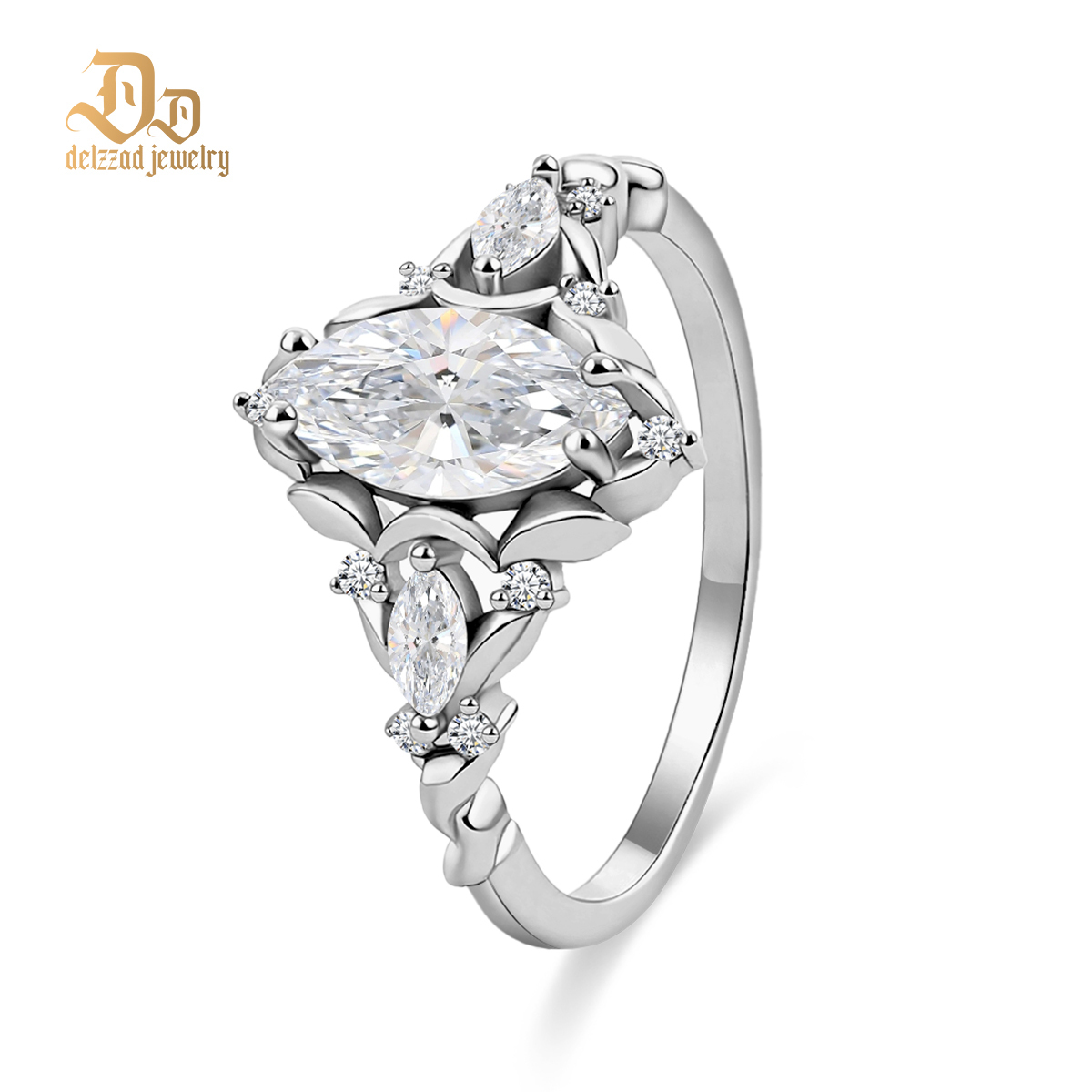 Vintage Marquise Cut Engagement Ring Synthetic Moissanite S925 Ring