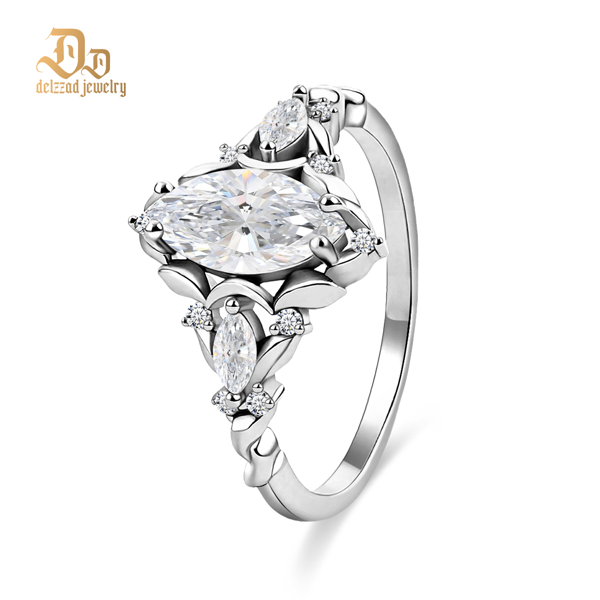 Vintage Marquise Cut Engagement Ring Synthetic Moissanite S925 Ring