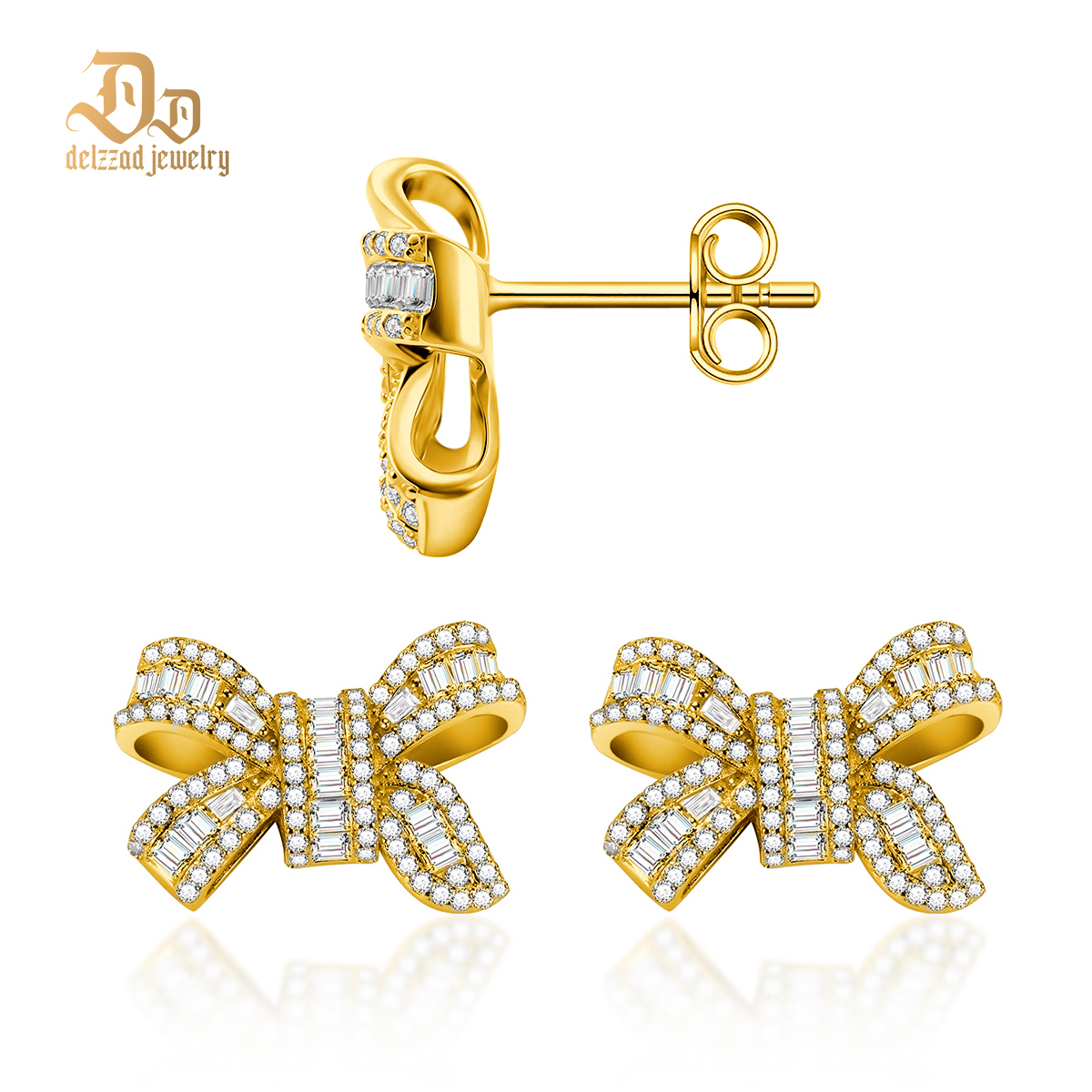 Bow Stud Earrings Bow-knot Earrings Synthetic Moissanite S925 Stud Earrings
