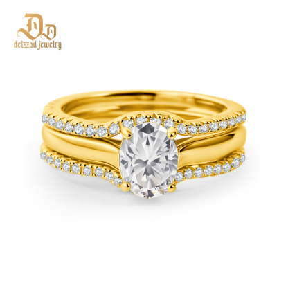 Heavenly Nest 1.8ct Triple Stacking Ring Copper Engagement Ring VVS Synthetic Moissanite Ring Jewelry Perfect Gift