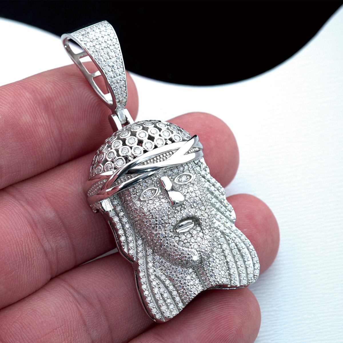 Hip Hop Statue Charm Pendant Necklace Synthetic Moissanite Pendant Necklace S925 Chain