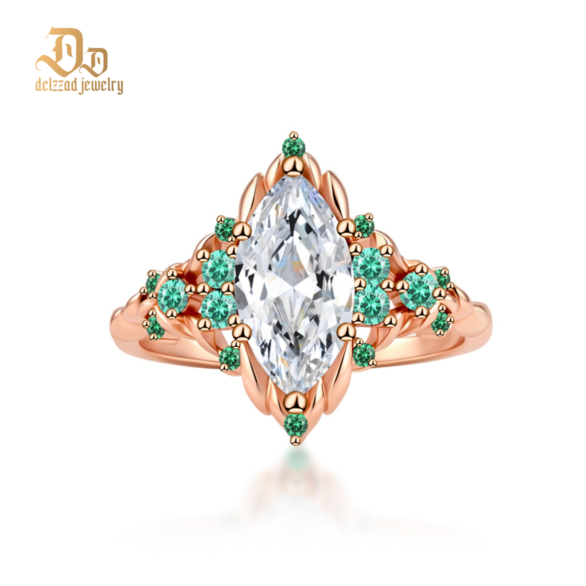 2.2ct Royal Marquise Promise Ring Synthetic Moissanite Ring Jewelry S925 Dainty Floral Ring