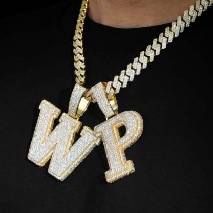 MOISSANITE LETTERS NAME PENDANT WHITE GOLD