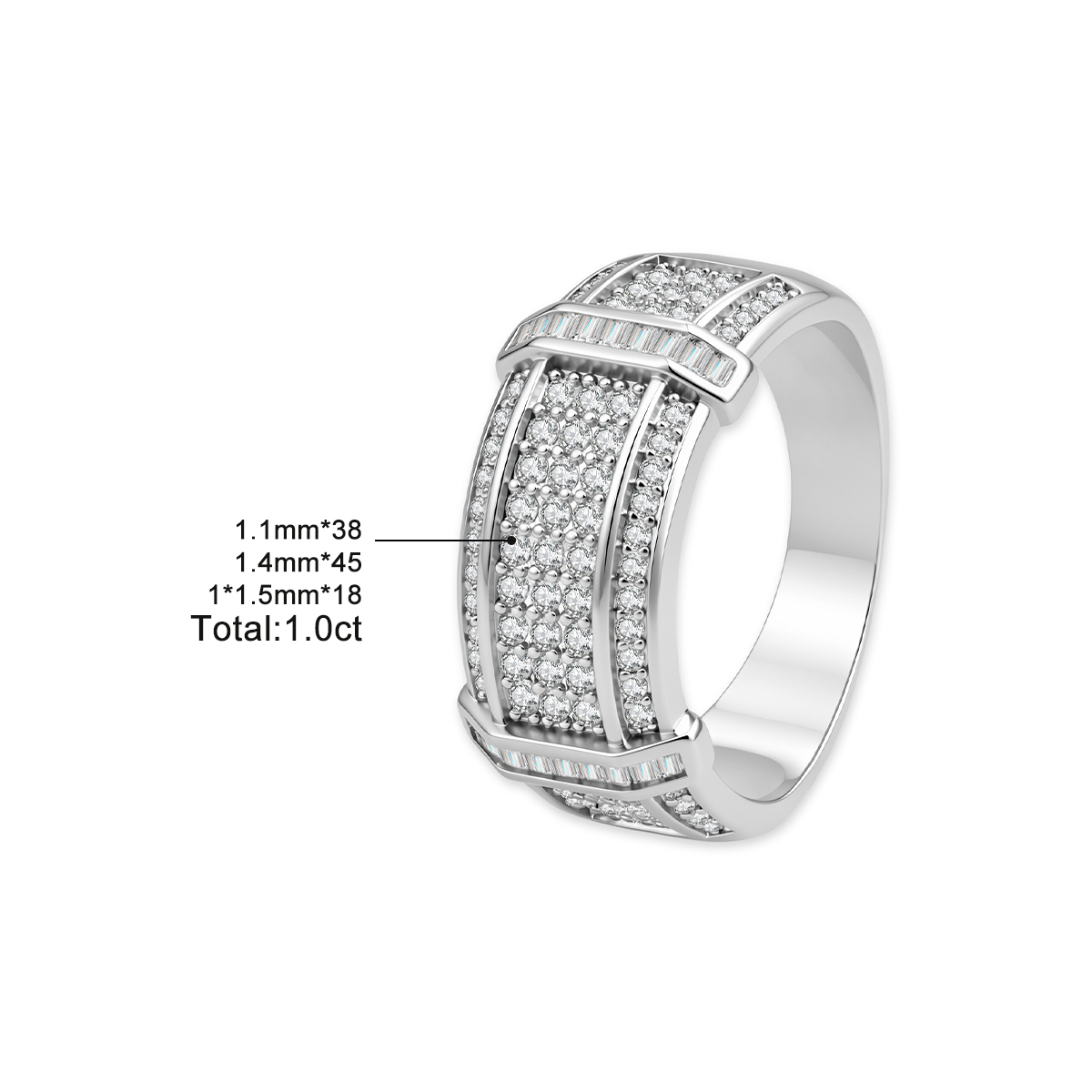 14K Gold-Plated Aura Arc Ring Men's Engagement Ring Band Promise Ring VVS Synthetic Moissanite Ring Exquisite Jewelry for Men Women