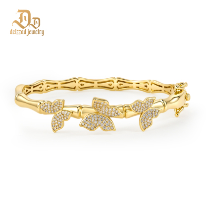0.7ct Boundless Wing Bangle Butterfly Bangle Bracelet Papillon Breeze Bracelet Synthetic Moissanite Bracelet Copper Chain