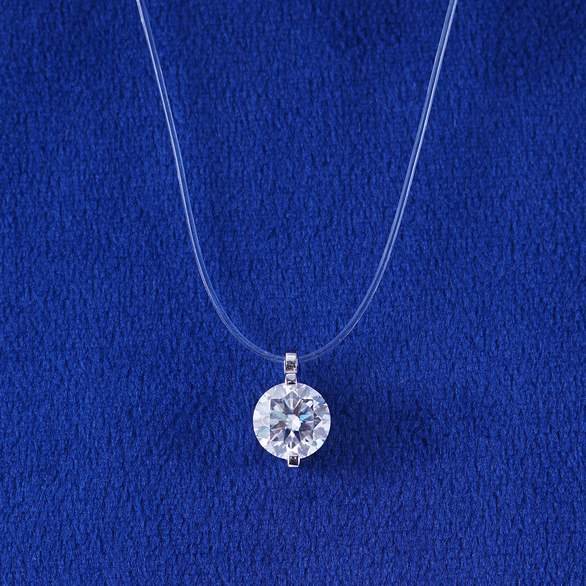 ??New Invisible Choker??Delzzad 1-2ct Luxury Transparent Mermaid Tear Pendant Solitaire Two Prong Wedding Pendant Necklace Clear Chain D Color Synthetic Moissanite S925 Bling Necklace Chain Birthday Anniversary Wedding Gift