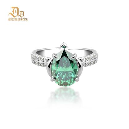 Delzzad 4ct Pear Synthetic Moissanite Solitaire Ring In 925 Sterling Silver