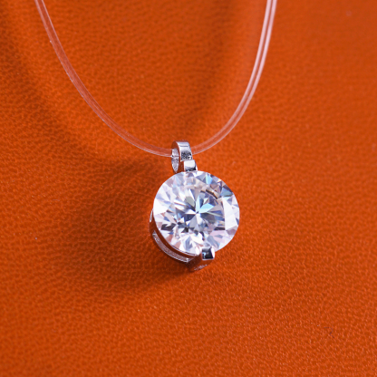 ??New Invisible Choker??Delzzad 1-2ct Luxury Transparent Mermaid Tear Pendant Solitaire Two Prong Wedding Pendant Necklace Clear Chain D Color Synthetic Moissanite S925 Bling Necklace Chain Birthday Anniversary Wedding Gift