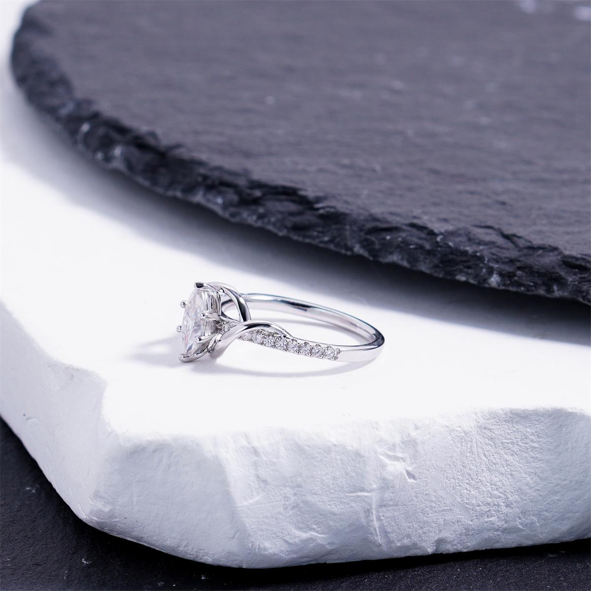 Delzzad 0.6ct Intertwined Fate Ring Wrapped in Love Band Ring Marquise Cut Engagement Ring VVS Synthetic Moissanite Ring Jewelry Copper Band