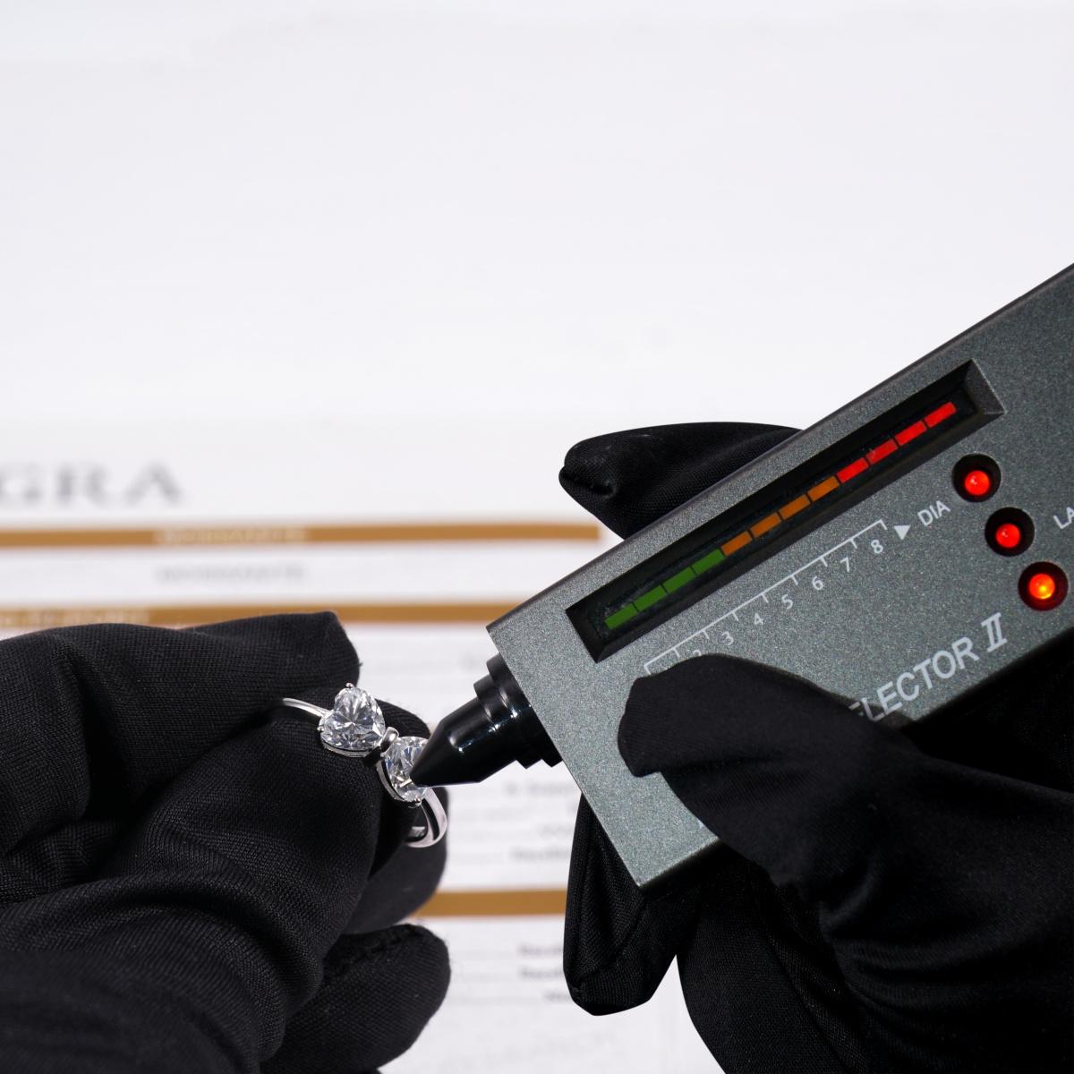 Delzzad 1.6ct Classic Heart Cut Ring Angelic Bow Ring D Color VVS Synthetic Moissanite Ring Jewelry S925 Band