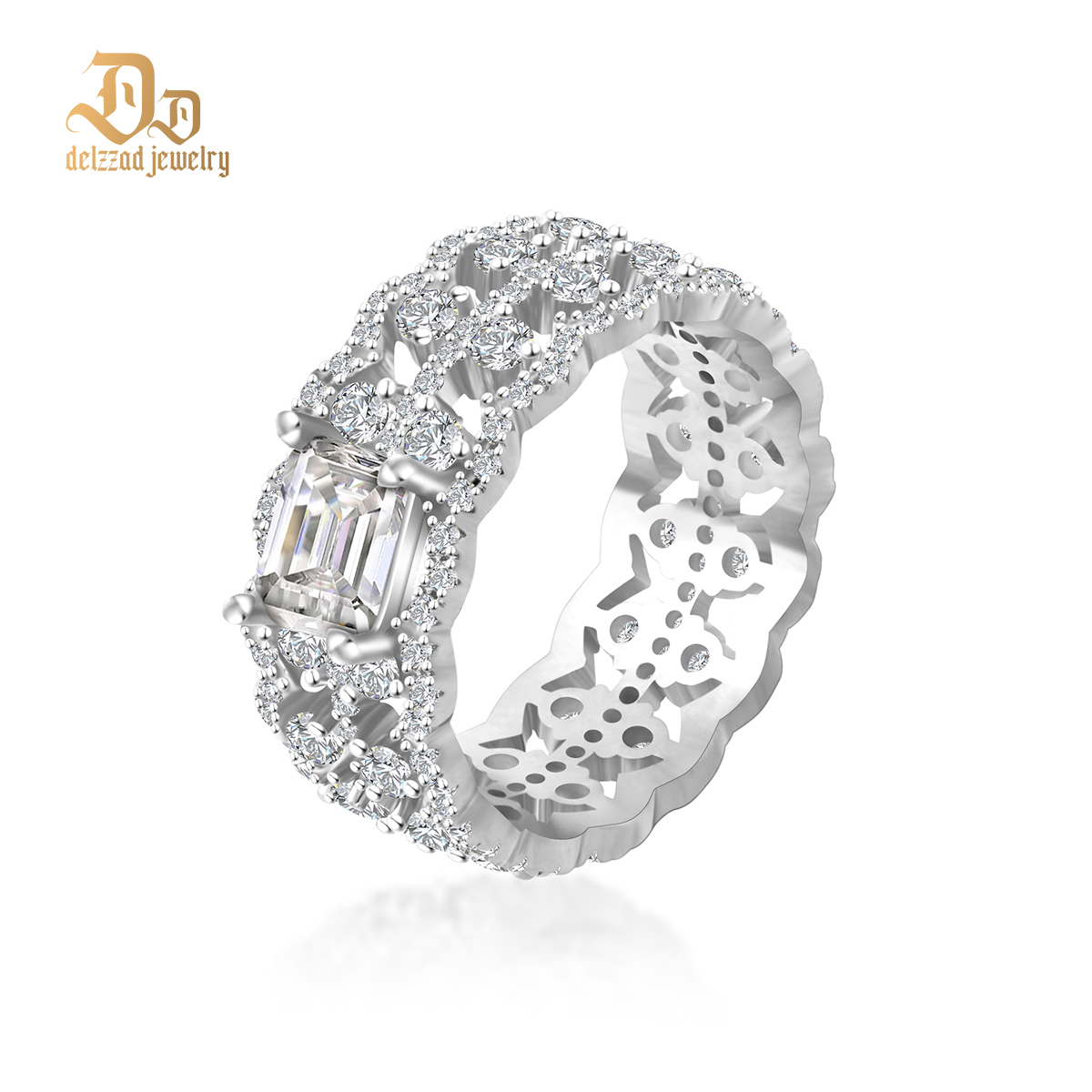 1ct Octagon Synthetic Moissanite Luxury Ring In 925 Sterling Silver