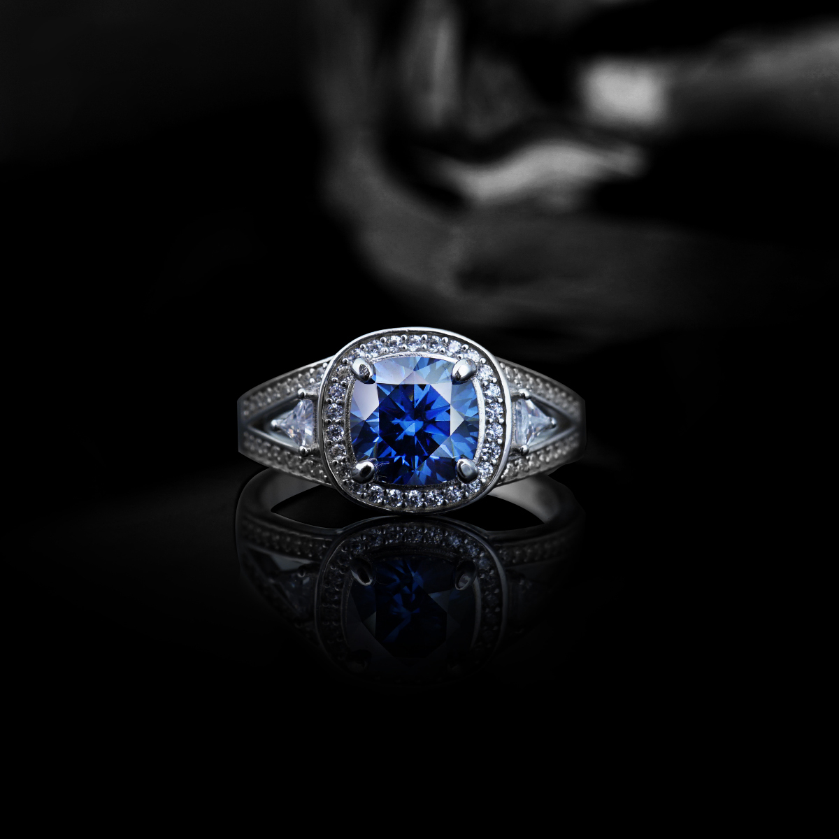 2.5ct Cushion Synthetic Moissanite Catheral Ring In 925 Sterling Silver