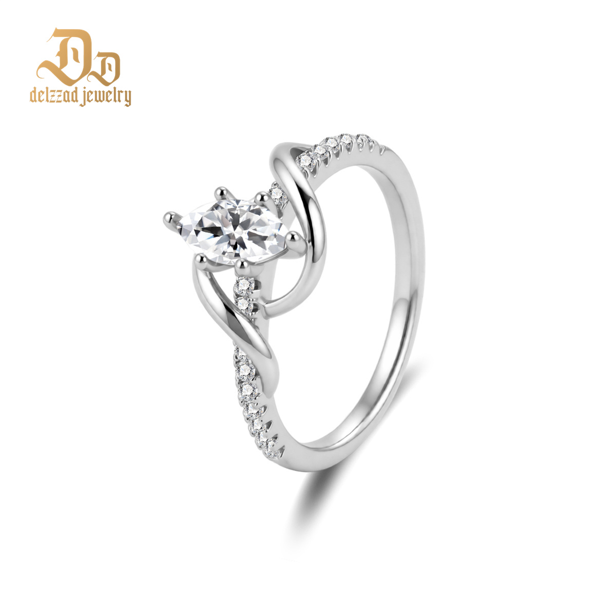 Delzzad 0.6ct Intertwined Fate Ring Wrapped in Love Band Ring Marquise Cut Engagement Ring VVS Synthetic Moissanite Ring Jewelry Copper Band
