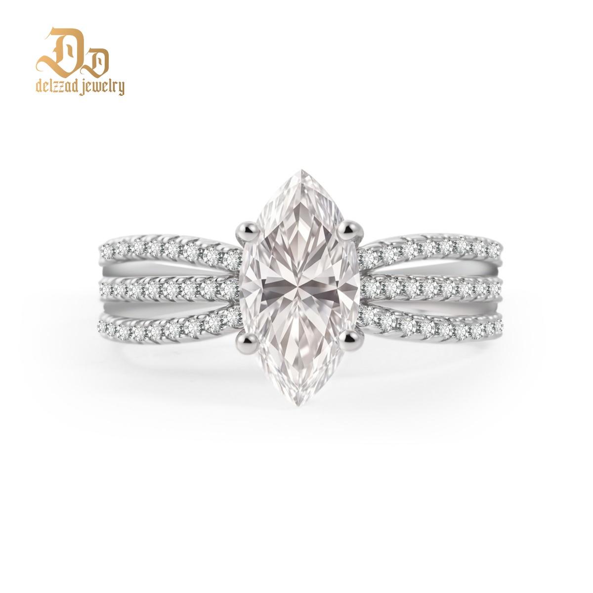 2.4ct Odyssey of Love Ring Triple Band Marquise Cut VVS Synthetic Moissanite Ring Jewelry S925/Copper Band