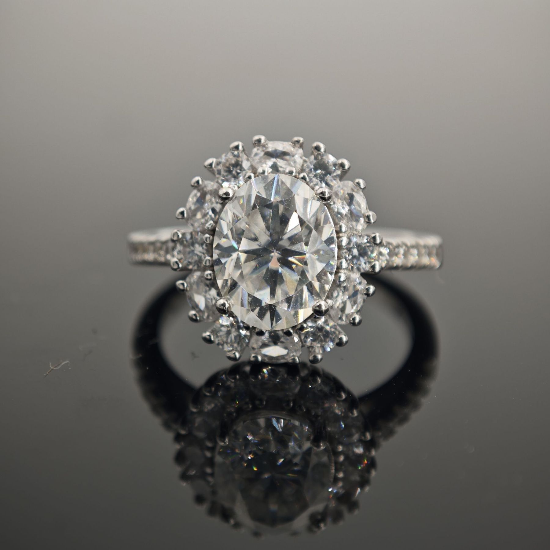 2ct Oval Synthetic Moissanite Vintage Ring In 925 Sterling Silver