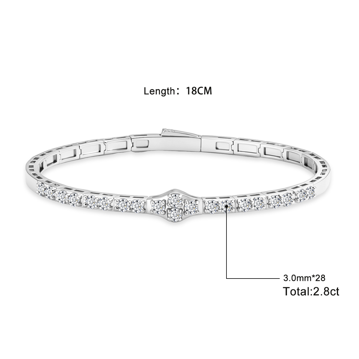 2.8ct The Crest of Love Bangle Verdant Wave Bracelet VVS Synthetic Moissanite Bracelet Bangle Copper