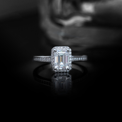 S925 2ct Octagon Synthetic Moissanite Halo Ring