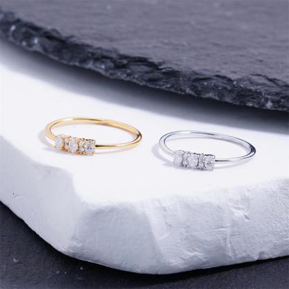 Delzzad 0.2ct Moonlight Pebbles Ring Oval Ring Band VVS Synthetic Moissanite Ring Jewelry Copper Band