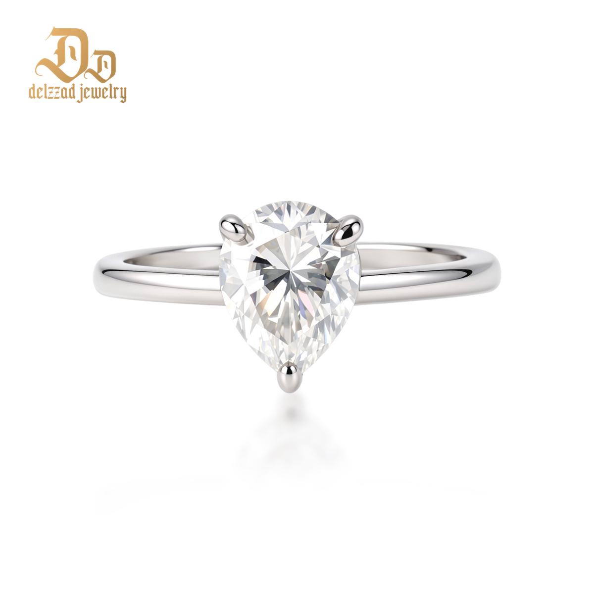 1.8ct Serene Tear Ring Classic Solitaire Pear Cut Prong Engagement Ring VVS Synthetic Moissanite Ring Jewelry Copper Band