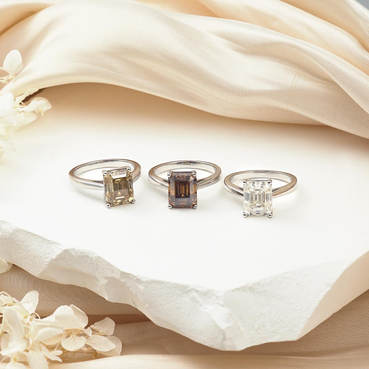 Delzzad 4ct Solitaire Prong Ring Octagon Synthetic Moissanite S925 Ring Band Jewelry Perfect Engagement Anniversary Gift for Men Women Wedding Set