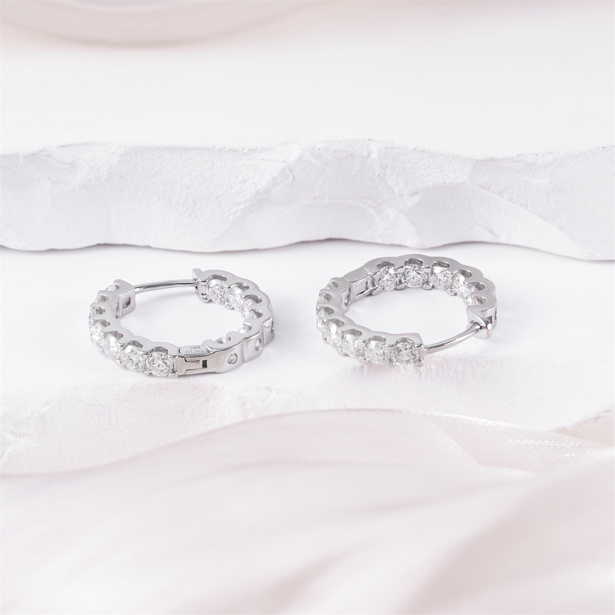 Delzzad Iced Out Hoop Earrings VVS Synthetic Moissanite S925 Unisex Earrings Jewelry Perfect Birthday Anniversary Christmas Gift for Men Women Wedding Set