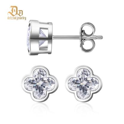 Delzzad Exquisite Cluster Clover Cut Earrings Lab-Created Moissanite Stud Earring S925 Sterling Silver Moissanite Jewelry Engagement Wedding Anniversary Perfect Gifts