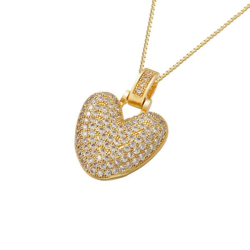 [Buy One Get Free Necklace] Hip Hop Large Letter Alphbet Zirconia Pendant Necklace