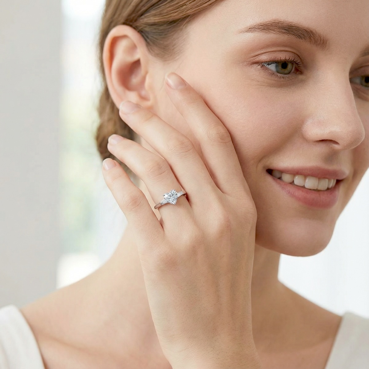 2ct Heart Synthetic Moissanite Engagement Ring S925 Band