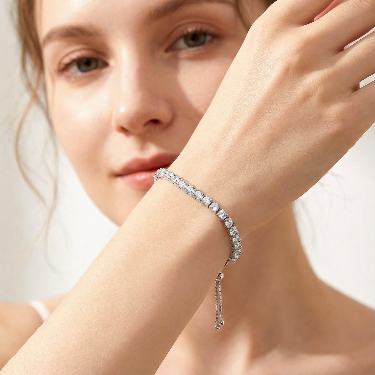 6.6ct Starlight Adjustable Bracelet Synthetic Moissanite Bracelet Copper Chain