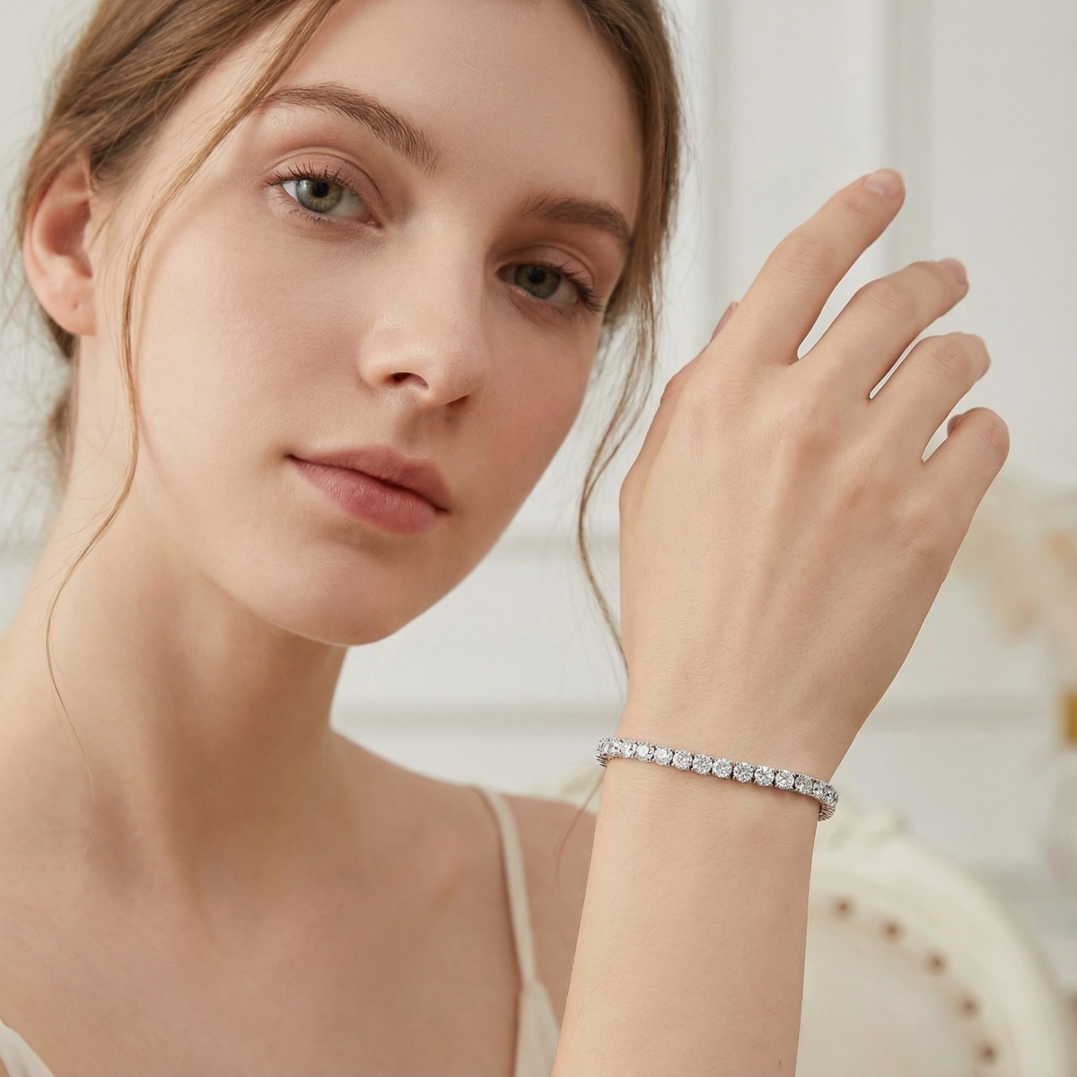 6.6ct Starlight Adjustable Bracelet Synthetic Moissanite Bracelet Copper Chain