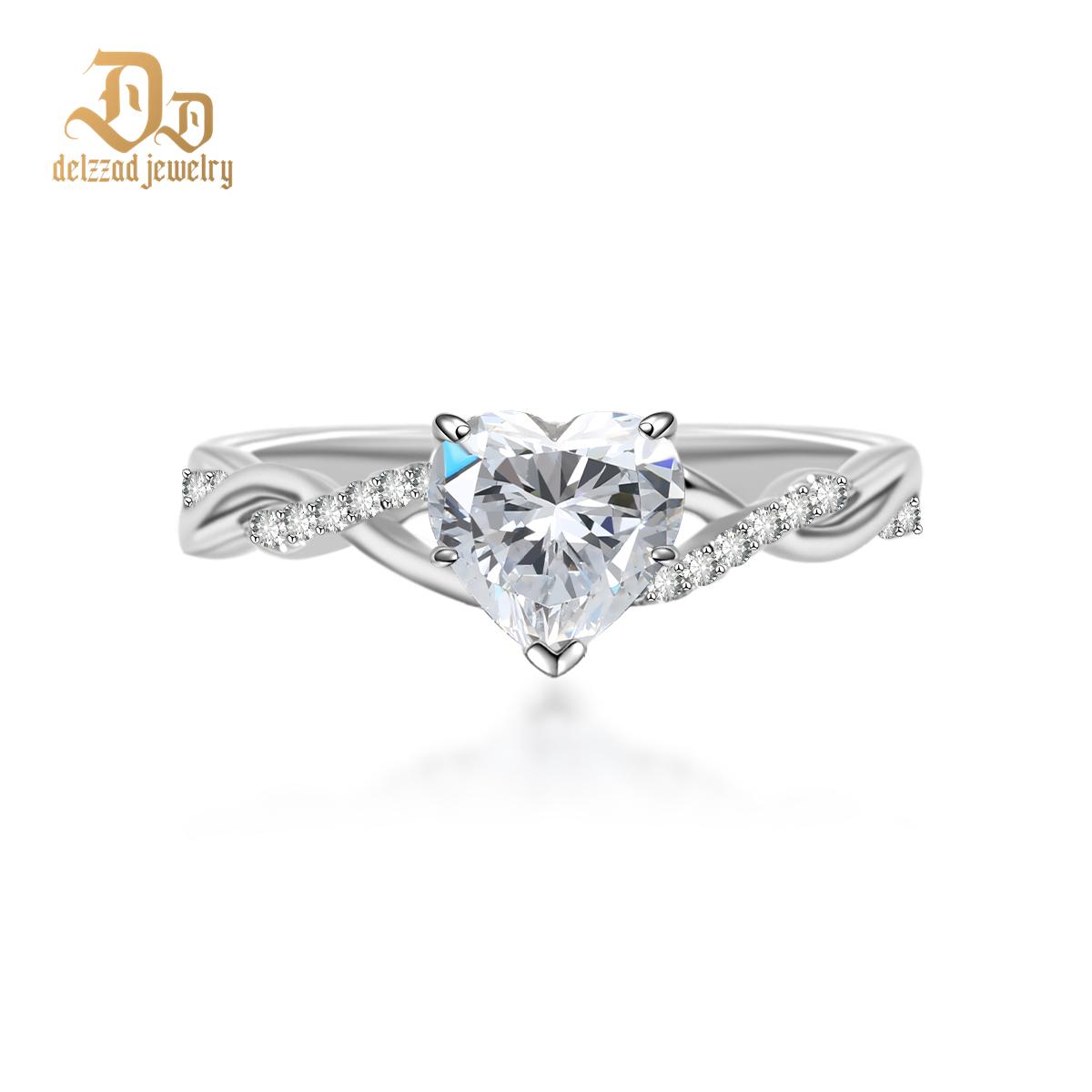 1.3ct Eternal Twined Heart Ring Twisted Band VVS Synthetic Moissanite Ring Jewelry S925 Band