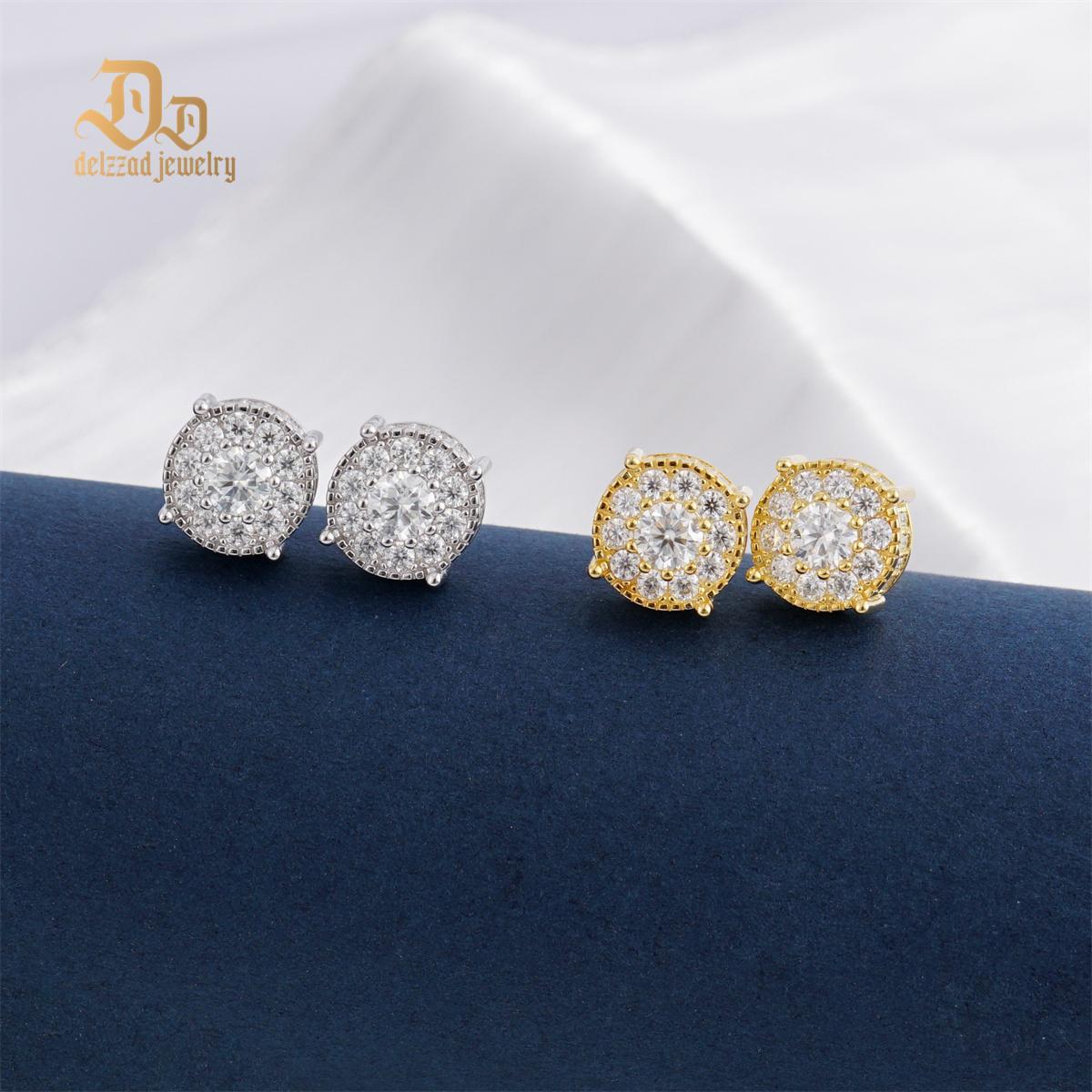 S925 VVS Synthetic Moissanite Royal Halo Iced Out Earrings Stud Unisex Earrings