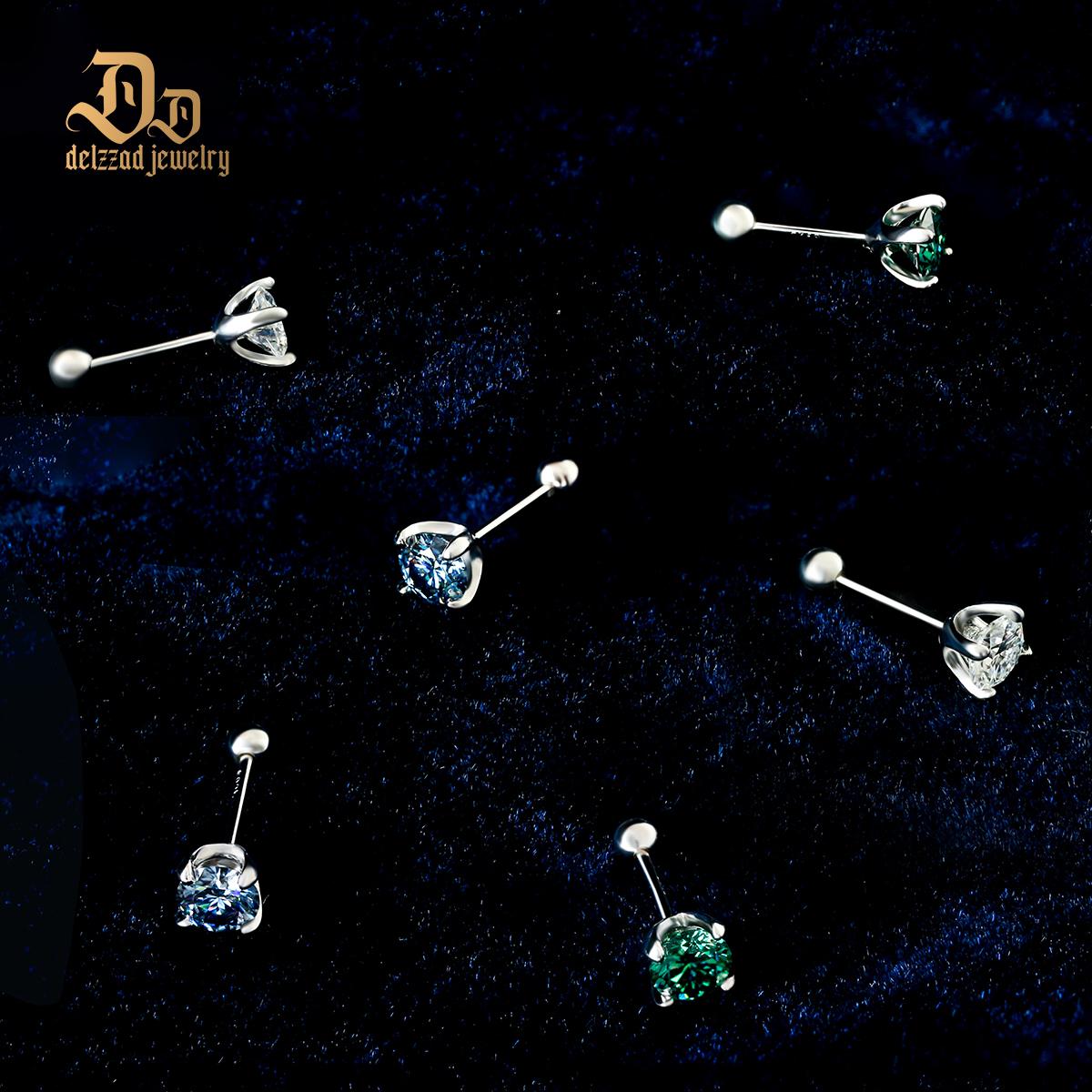 Delzzad S925 0.5ct Synthetic Moissanite Exquisite Hip Hop Solitaire Four-Prong Stud Earrings Anniversary Birthday Valentine's Day Gifts For Men Women
